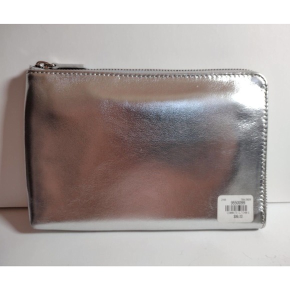 NEW Pottery Barn Mark & Graham Leather Silver Commute Zip Clutch $99.00 - Picture 1 of 6